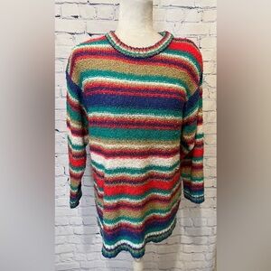 Vintage Fred Thomas striped Acrylic Sweater Removable Shoulder Pads PM
